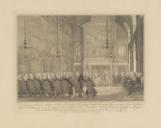 William V and Wilhelmina of Prussia received by the council, 1768