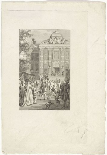 William V appears as a Knight of the Order of the Garter on the platform of Huis ten Bosch, 1752