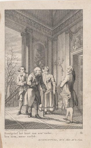 Poor old man in conversation with a wealthy gentleman