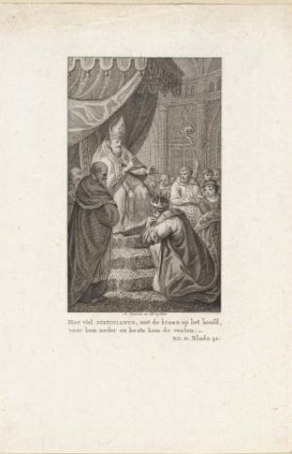 Emperor Justinian Kisses the Feet of the Pope