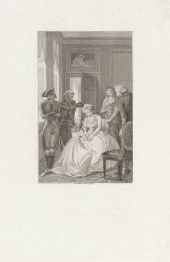 Young woman kneeling before her mother