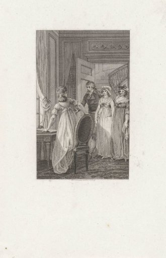 Woman rising from her writing