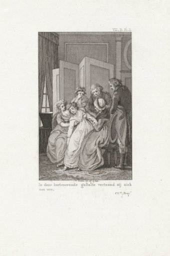 Several figures by a sick woman