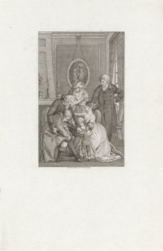 Interior with a mourning family