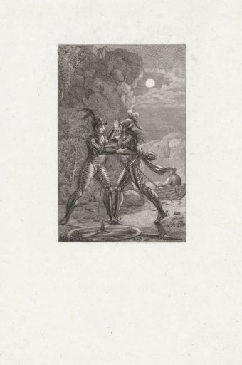 Two soldiers on the coast, at night