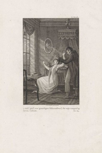 A couple startled by a lightning bolt