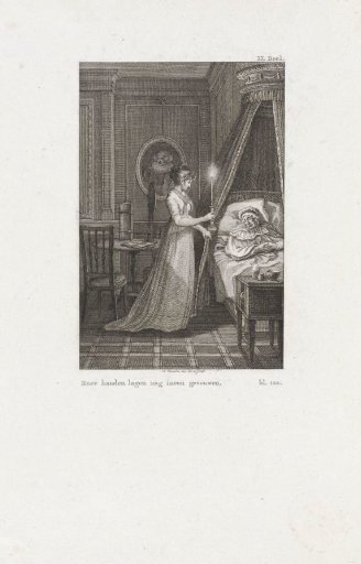 A young woman visits an old sleeping woman