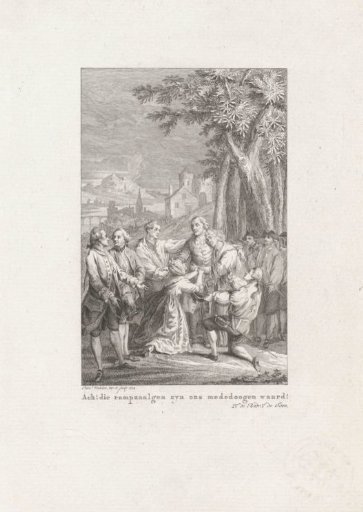 Cadet and Charlotte kneeling before their father Charles
