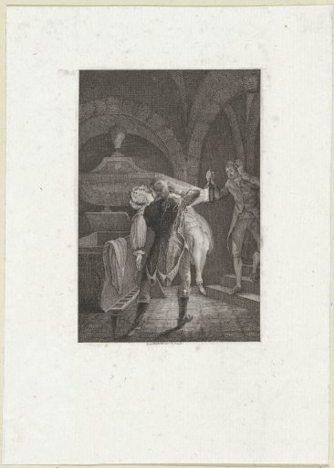Man holding a dead woman in his arms