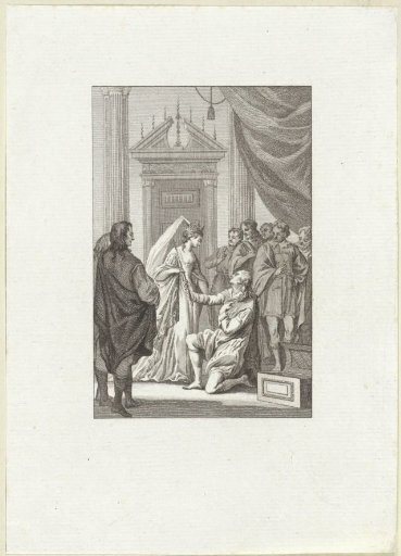 Nobleman kneeling before a queen