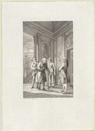 Poor old man in conversation with a wealthy gentleman