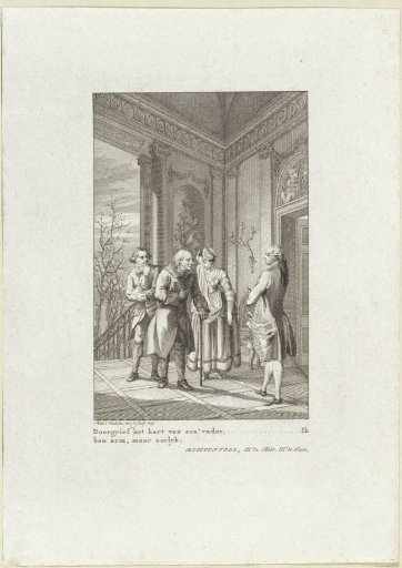 Poor old man in conversation with a wealthy gentleman