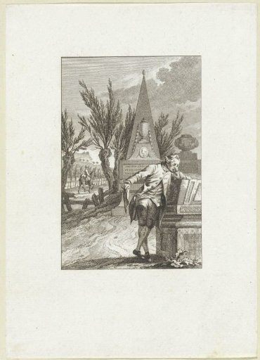Weeping man at a tomb