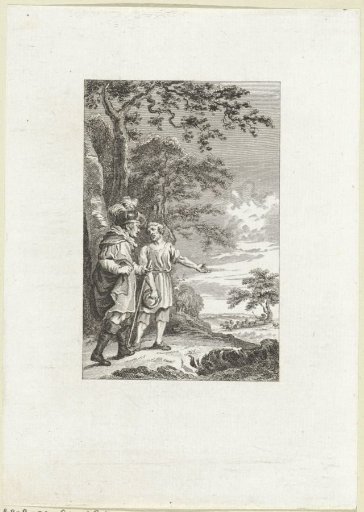Shepherd in conversation with a traveler