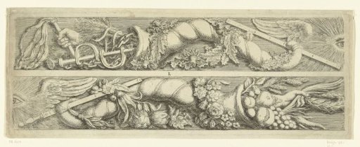 Frieze above the entrance to the aldermen's chamber with the All-Seeing Eye and Reward and Punishment