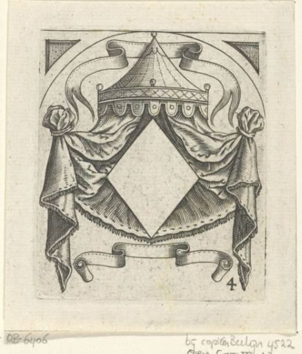 Coat of arms with a lozenge field under a canopy