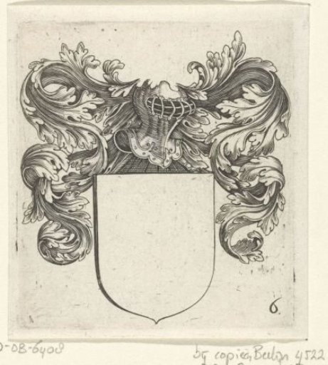 Coat of arms with a helmet and leafy tendrils