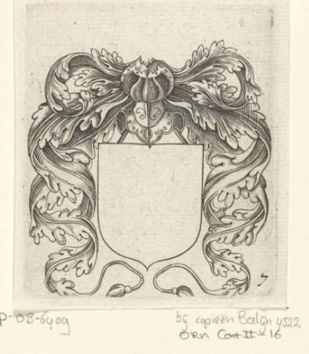 Coat of arms with a helmet and leafy tendrils