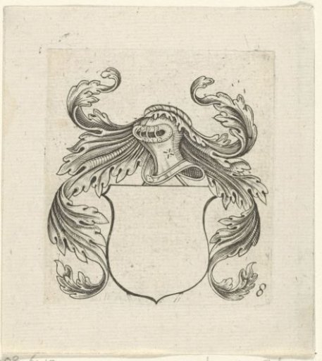 Coat of arms with a helmet and leafy tendrils