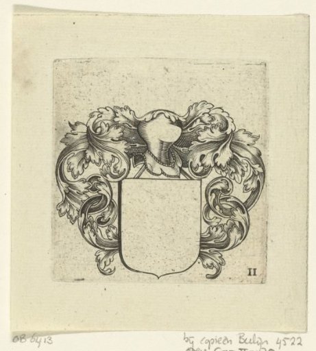 Helmet from which a coat of arms hangs