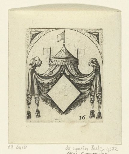 Coat of arms with a lozenge under a canopy