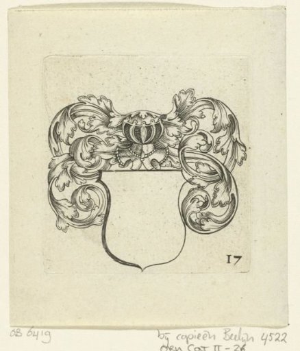 Coat of arms with a helmet and leafy tendrils