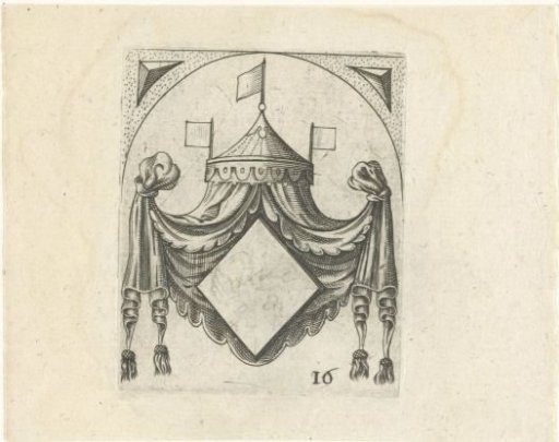 Coat of arms with a lozenge under a canopy