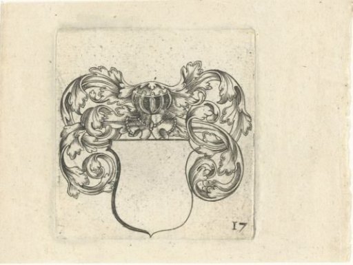 Coat of arms with a helmet and leafy tendrils