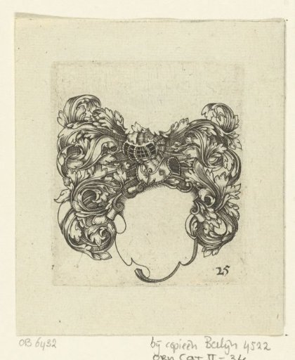Coat of arms crowned with helmet and leafy tendrils