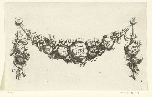 Festoon with a peony in the center