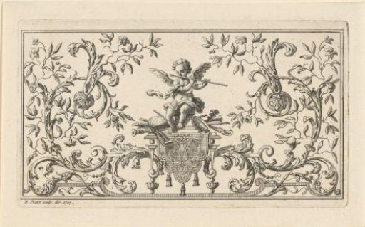 Ornament with a flute-playing putto