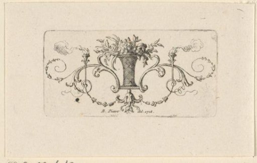 Ornament with a flower vase and torches