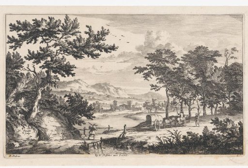 Landscape with a low wooden bridge