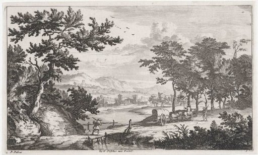 Landscape with a low wooden bridge
