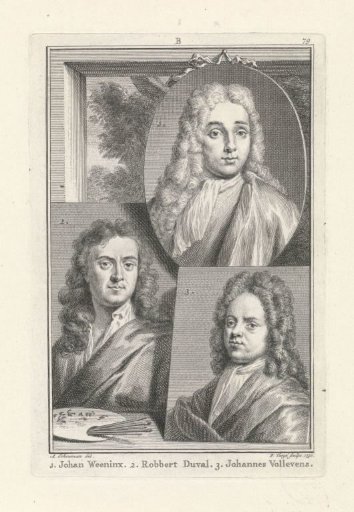 Portraits of Jan Weenix, Robbert Duval and Johannes Vollevens