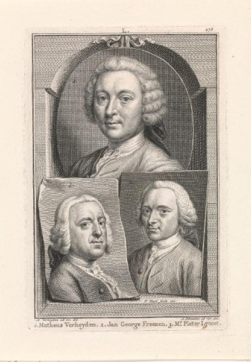Portraits of Mattheus Verheyden, Jan George Freezen and Pieter Lyonet