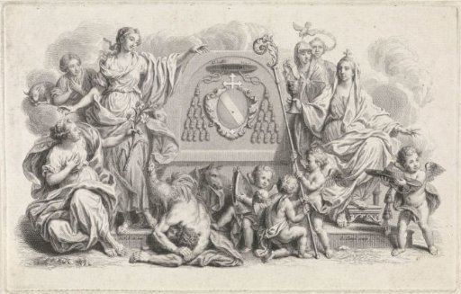 Allegorical vignette with the coat of arms of a cardinal