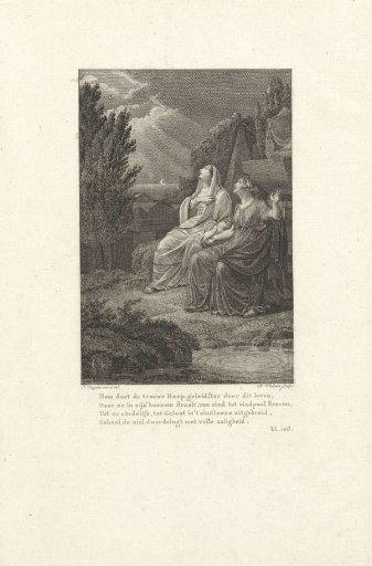 Night view with two women looking at the opened sky