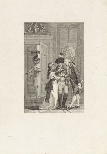 Young woman and two men in a room