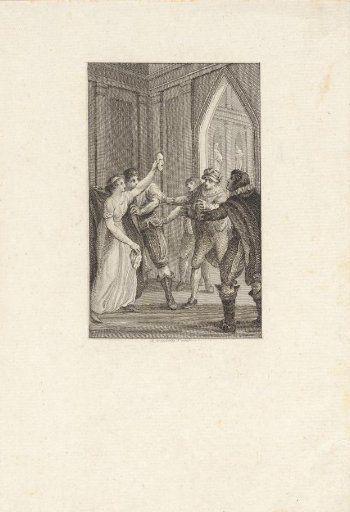 Woman Holding Up a Mask Amidst a Group of Men