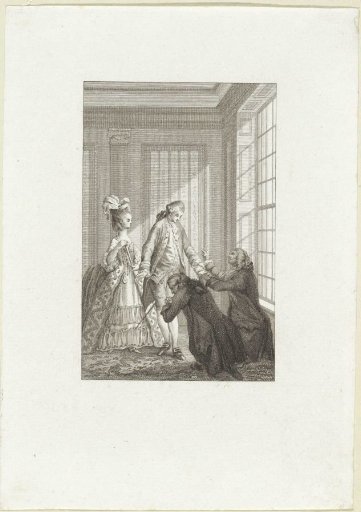 Two Men Kneeling Before a Couple