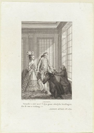 Two Men Kneeling Before a Couple