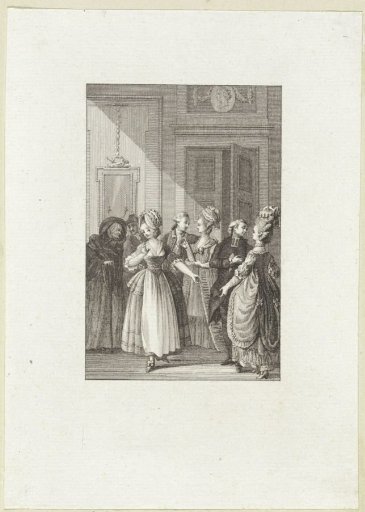 Various Couples and an Old Lady in a Room