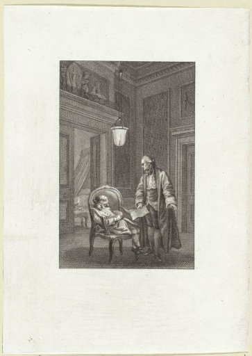 Man Watching a Boy Sleeping in a Chair