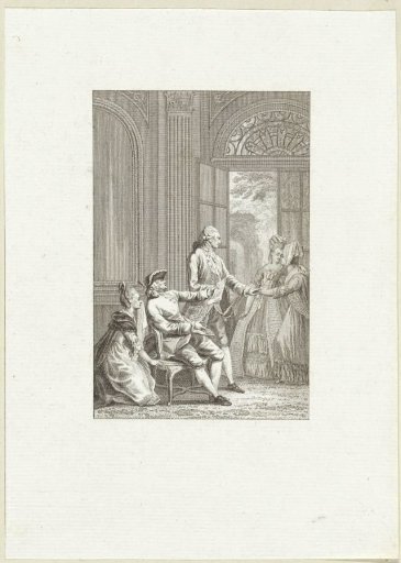 Man Carrying a Woman to Read a Letter to a Small Company
