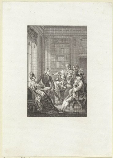 Three adults look at a group of children in the reading room