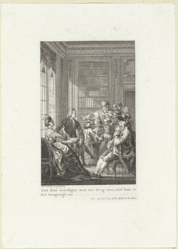 Three adults look at a group of children in the reading room