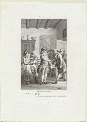 In a room, a man receives a letter from another man