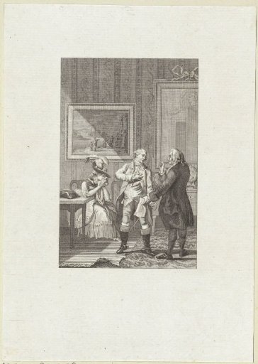 Two men hold a conversation while a young woman sits weeping