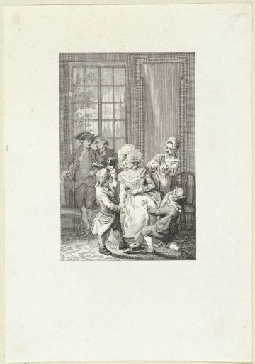 Two boys with their mother in a room